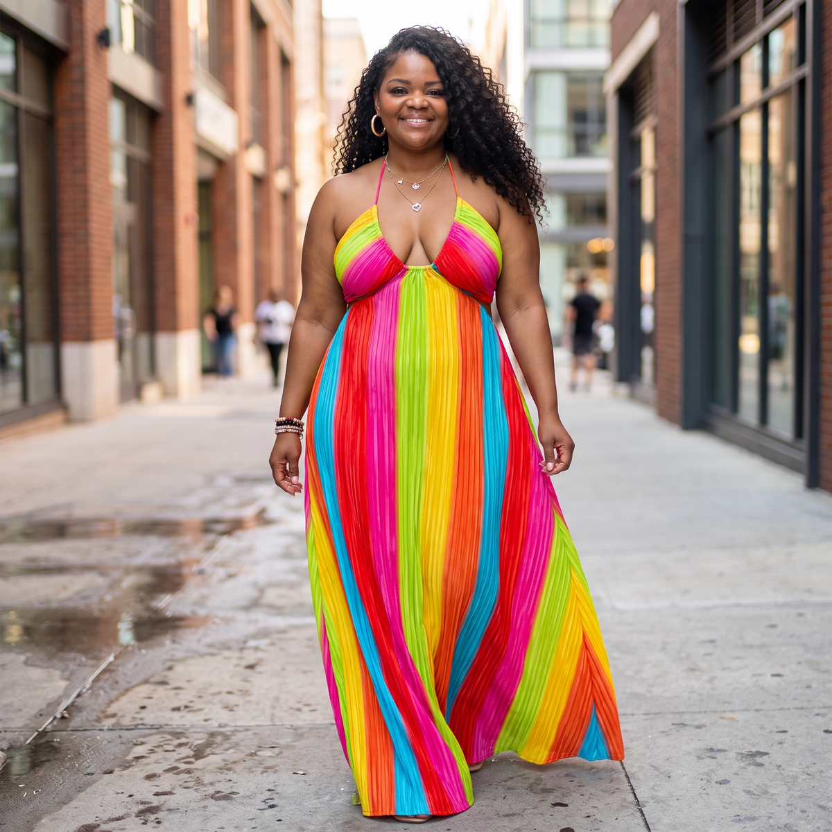 Women's Plus Size Elegant Halter Maxi Dress
