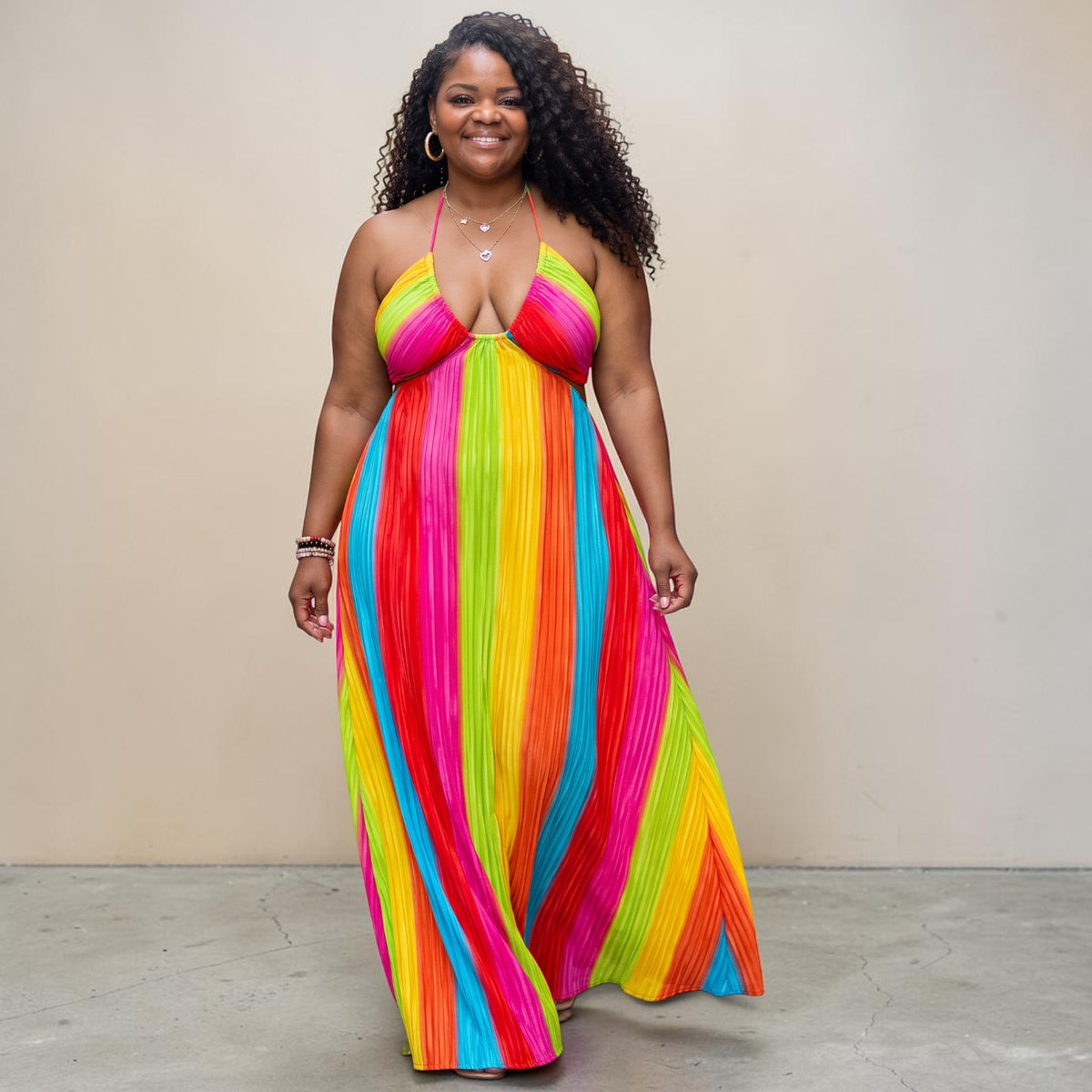 Women's Plus Size Elegant Halter Maxi Dress