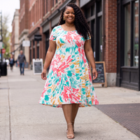 Women’s Plus Size Blushed Midi Dress