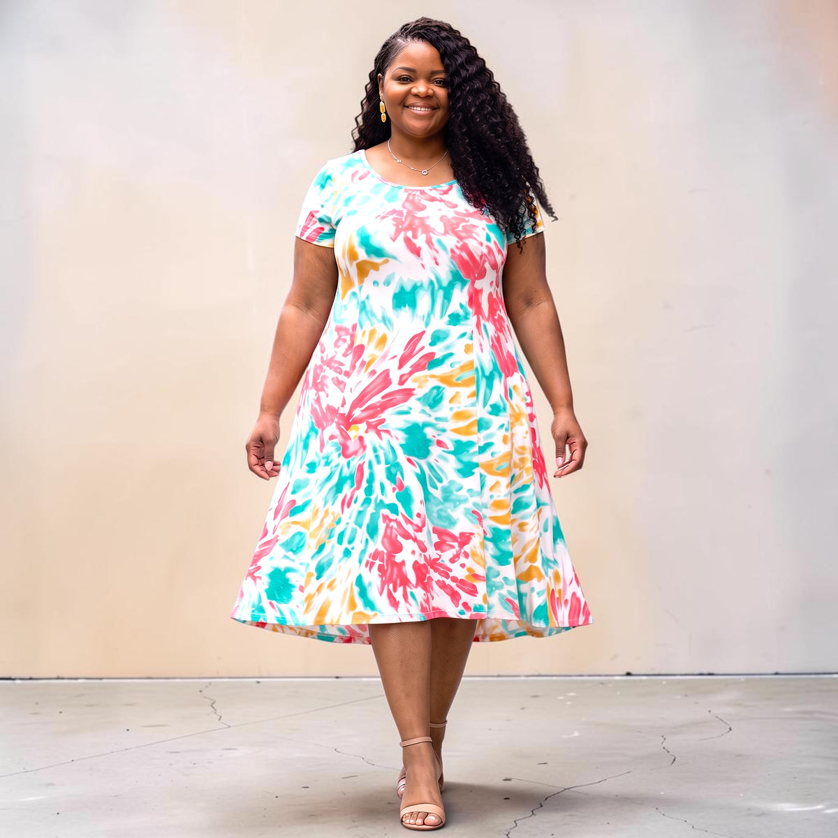 Women’s Plus Size Blushed Midi Dress