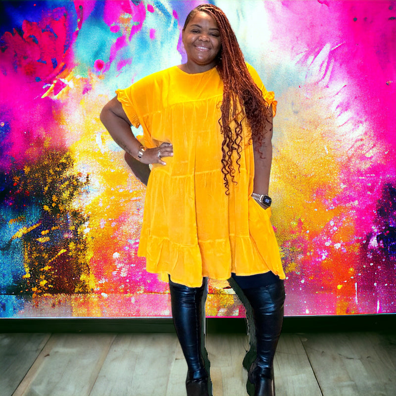 Women’s Plus Size Marigold Tiered Dress - Fabulously Dressed Boutique 