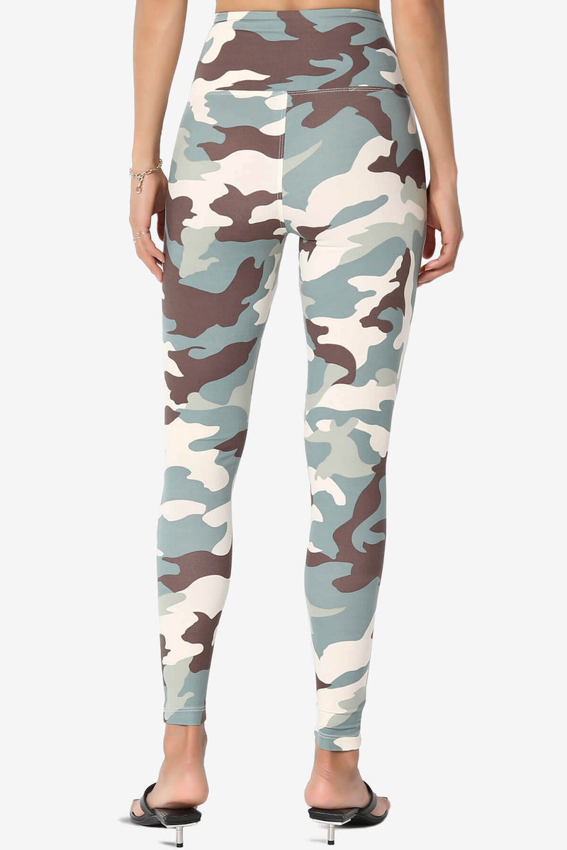 Military Camouflage High Rise Microfiber Full Length Leggings