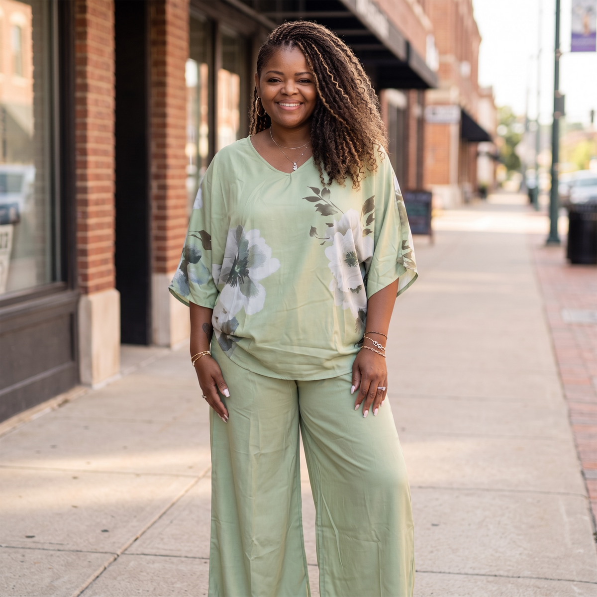 Women's Linen Pea Green 2 Piece Pant Suit