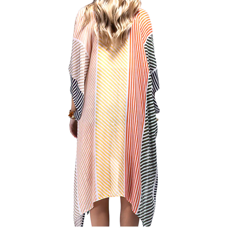 Women's Multicolored Striped Kimono - Fabulously Dressed Boutique 