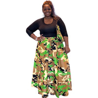 Womens Long Camo Maxi Skirt WIth Matching Purse