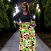 Womens Long Camo Maxi Skirt WIth Matching Purse