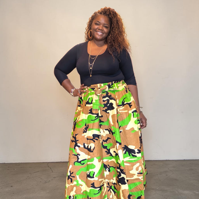 Womens Long Camo Maxi Skirt