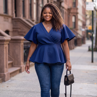 Plus Size Navy Peplum Top