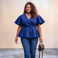 Plus Size Navy Peplum Top