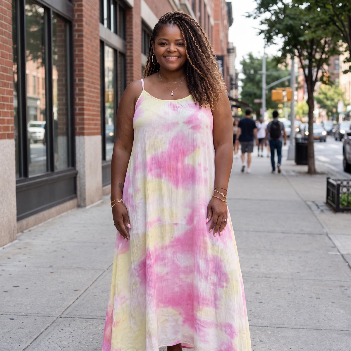 Women's Plus size Strappy Ombre Tie Dye Maxi Dress