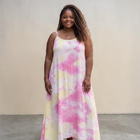 Women's Plus size Strappy Ombre Tie Dye Maxi Dress