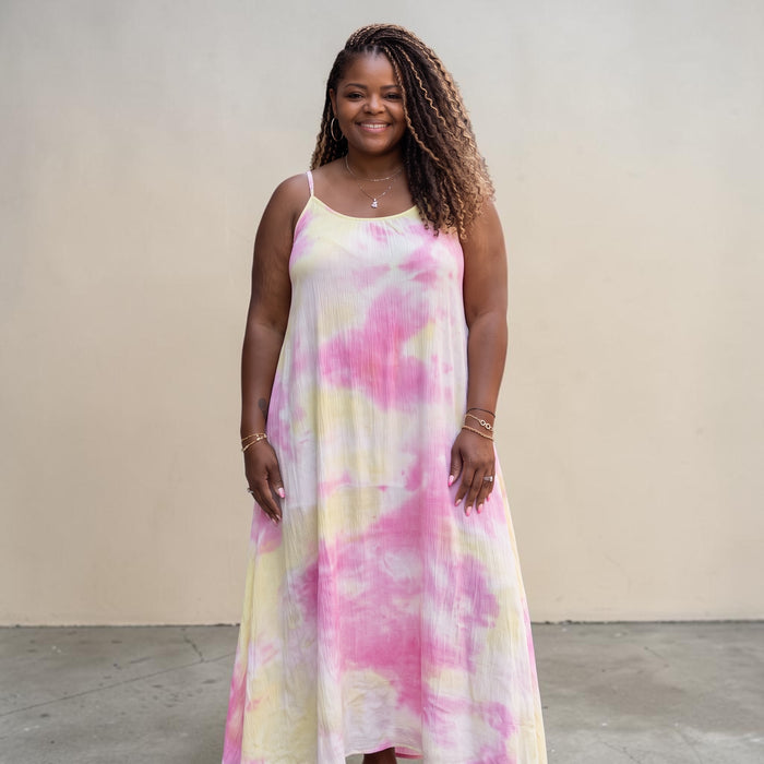 Women's Plus size Strappy Ombre Tie Dye Maxi Dress