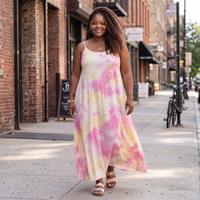 Women's Plus size Strappy Ombre Tie Dye Maxi Dress