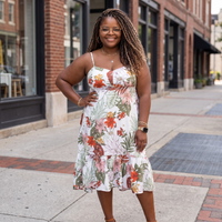 Plus Size Floral Asymmetric Spaghetti Strap Dress