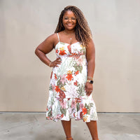Plus Size Floral Asymmetric Spaghetti Strap Dress