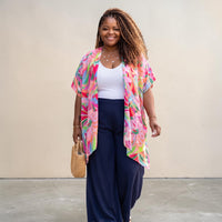 Women's Vibrant Neon Color Splash Kimono