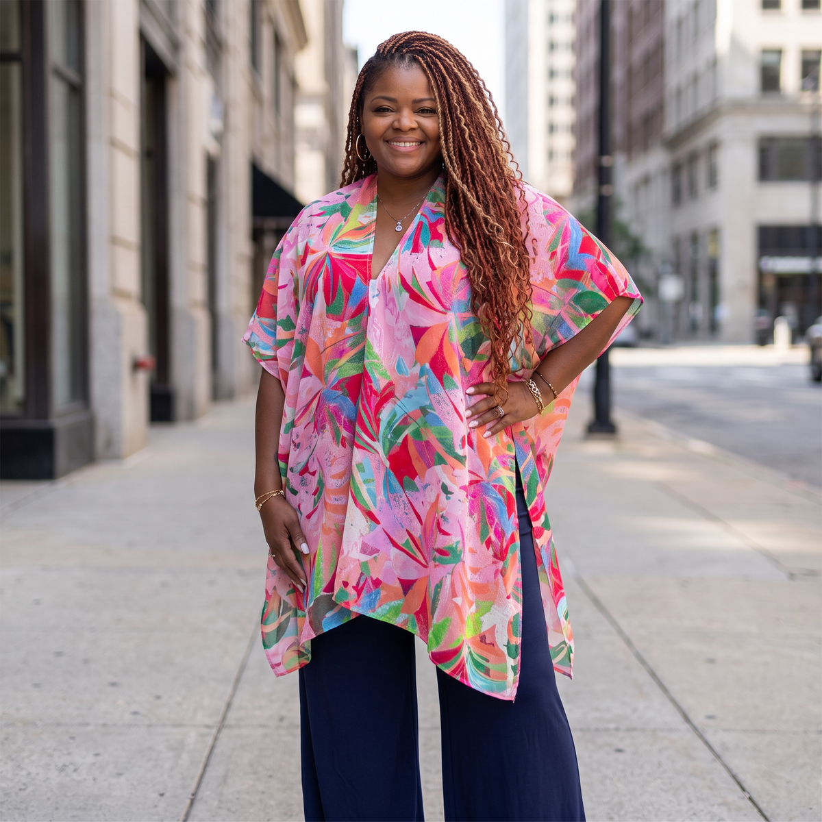 Women's Vibrant Neon Color Splash Kimono
