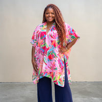 Women's Vibrant Neon Color Splash Kimono
