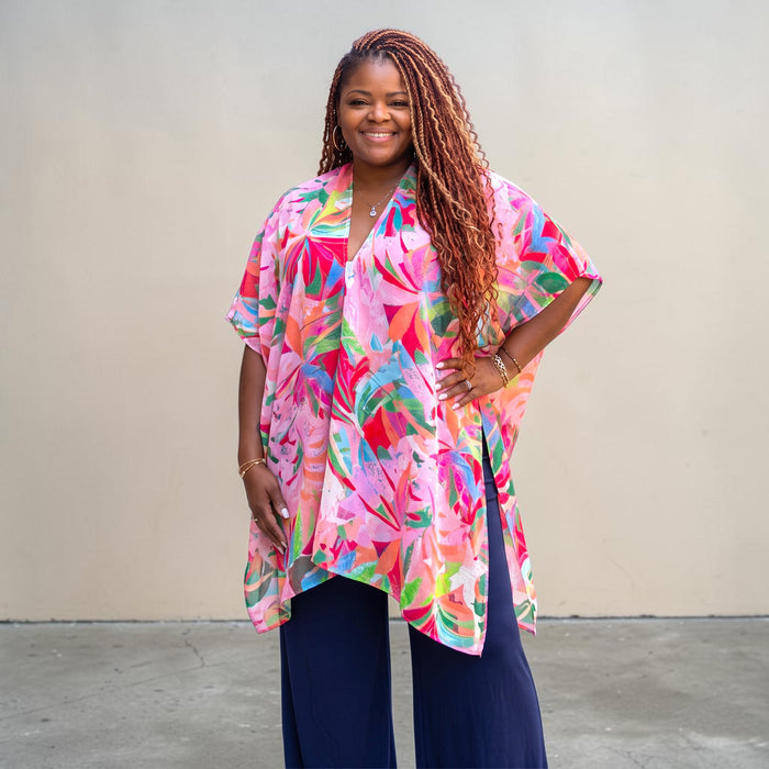 Women's Vibrant Neon Color Splash Kimono