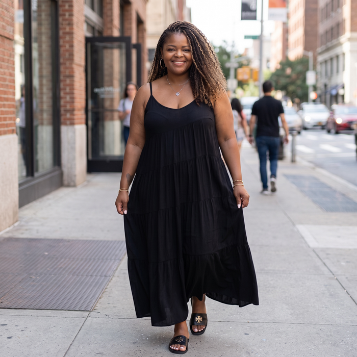 Spaghetti Strap Fit & Flare Plus Size Maxi Dress
