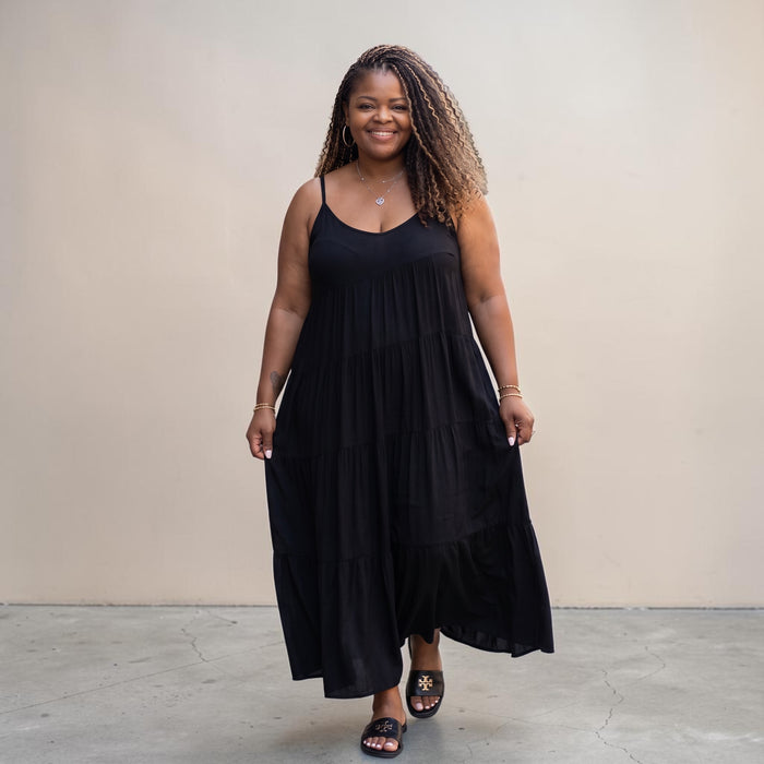 Spaghetti Strap Fit & Flare Plus Size Maxi Dress