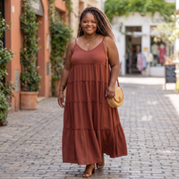 Spaghetti Strap Fit & Flare Plus Size Maxi Dress