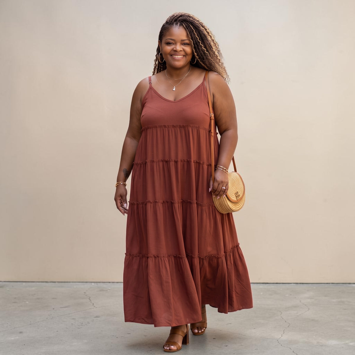 Spaghetti Strap Fit & Flare Plus Size Maxi Dress