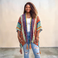 Women's Chic Chevron-Style Poncho