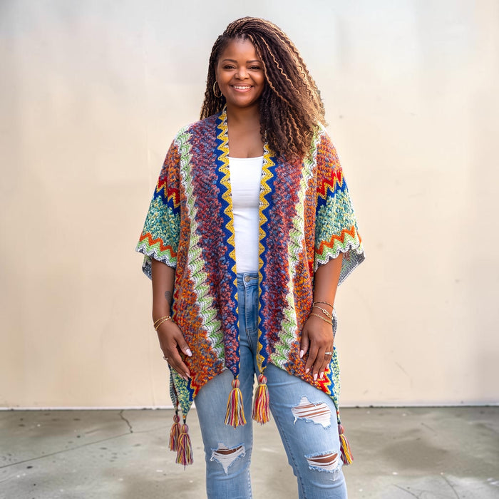 Women's Chic Chevron-Style Poncho