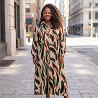 Women's Plus Size Brushed Long Sleeve Maxi Dress