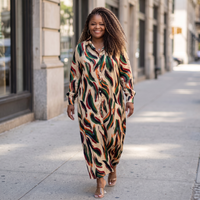 Women's Plus Size Brushed Long Sleeve Maxi Dress