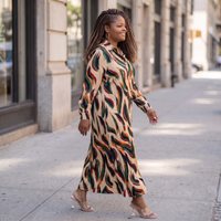 Women's Plus Size Brushed Long Sleeve Maxi Dress
