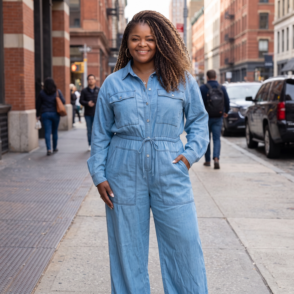 Women's Plus Size Denim Jumpsuit