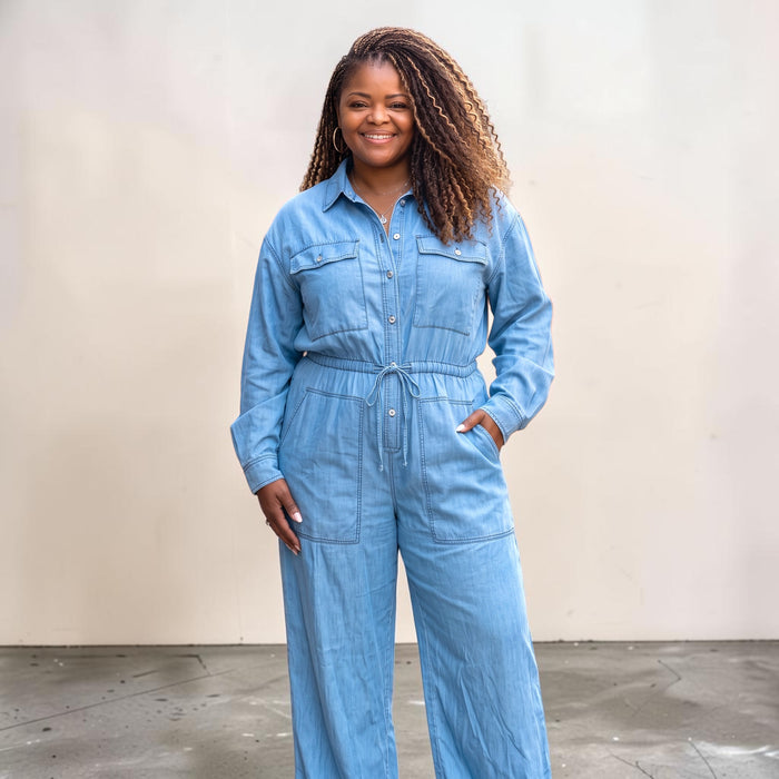 Women's Plus Size Denim Jumpsuit