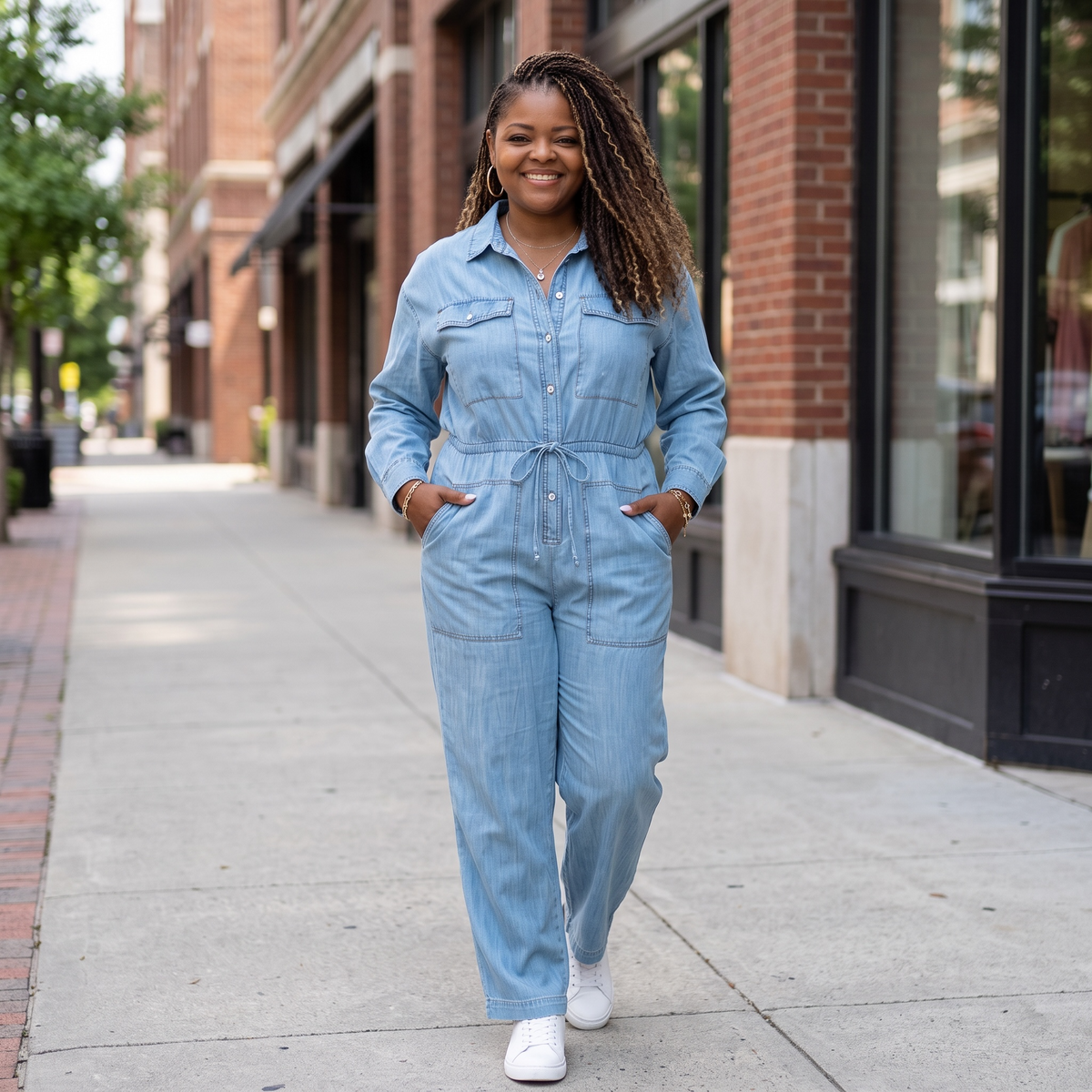 Women's Plus Size Denim Jumpsuit
