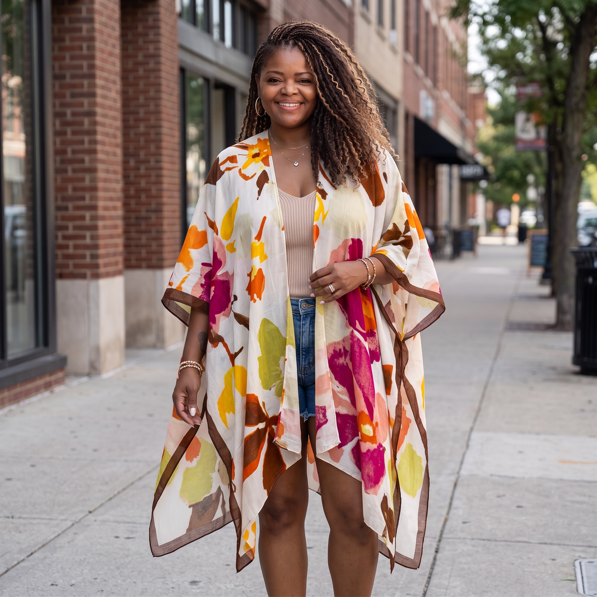 Women's Floral Watercolor Kimono