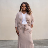Women's Plus Size Cocoon Cardigan Maxi Skirt Set