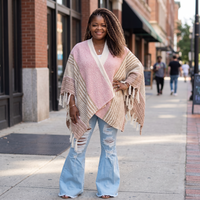 Women’s One Size Pink And Beige Poncho