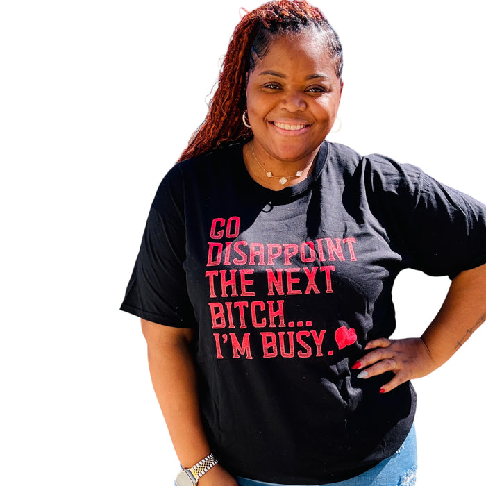 Women's Plus Size Black I'm Busy T Shirt - Fabulously Dressed Boutique 