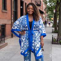 Blue Royalty Oversized Printed Kimono