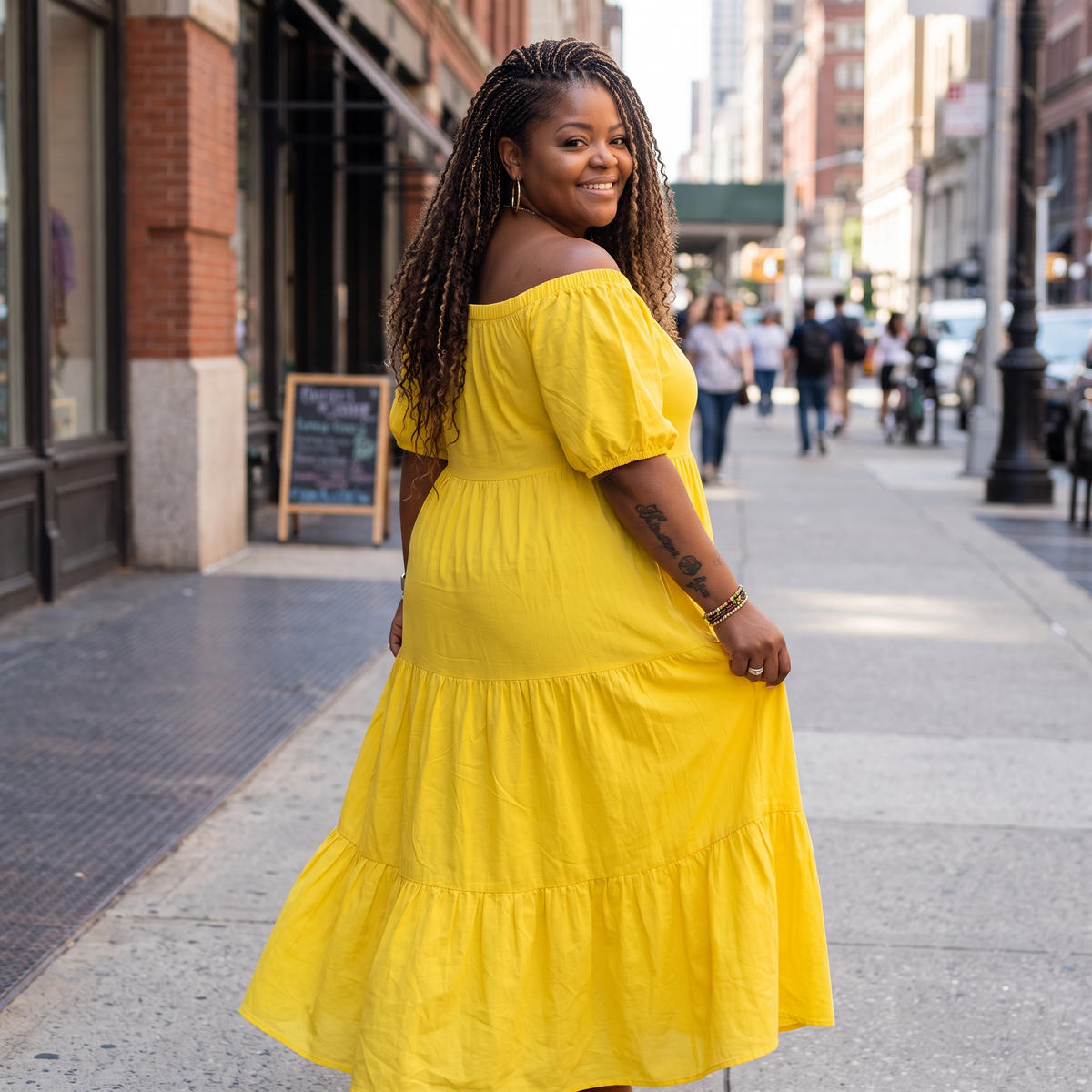 Women's Plus Size Off The Shoulder Tiered Flare Dress