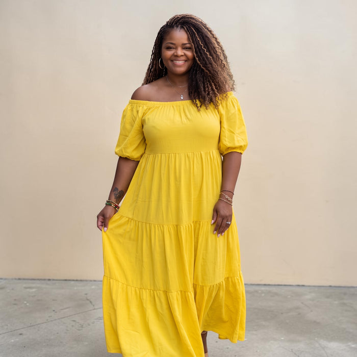 Women's Plus Size Off The Shoulder Tiered Flare Dress