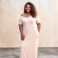 Women's Everyday V-neck Maxi Dress With Pockets