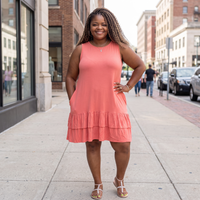 Plus Sleeveless Ruffled Hem Dress