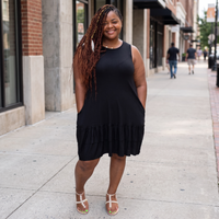 Plus Sleeveless Ruffled Hem Dress
