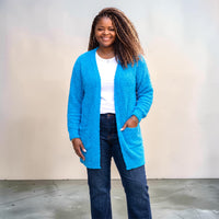 Women's Plus Size Dee Blue Popcorn Cardigan