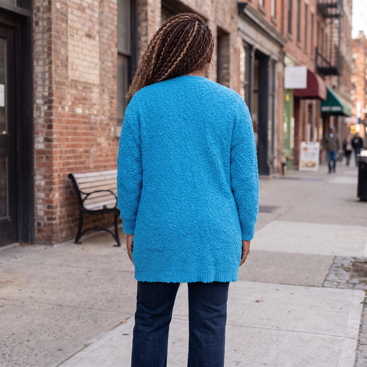 Women's Plus Size Dee Blue Popcorn Cardigan