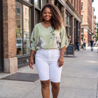 Women's Plus Size White Bermuda Shorts