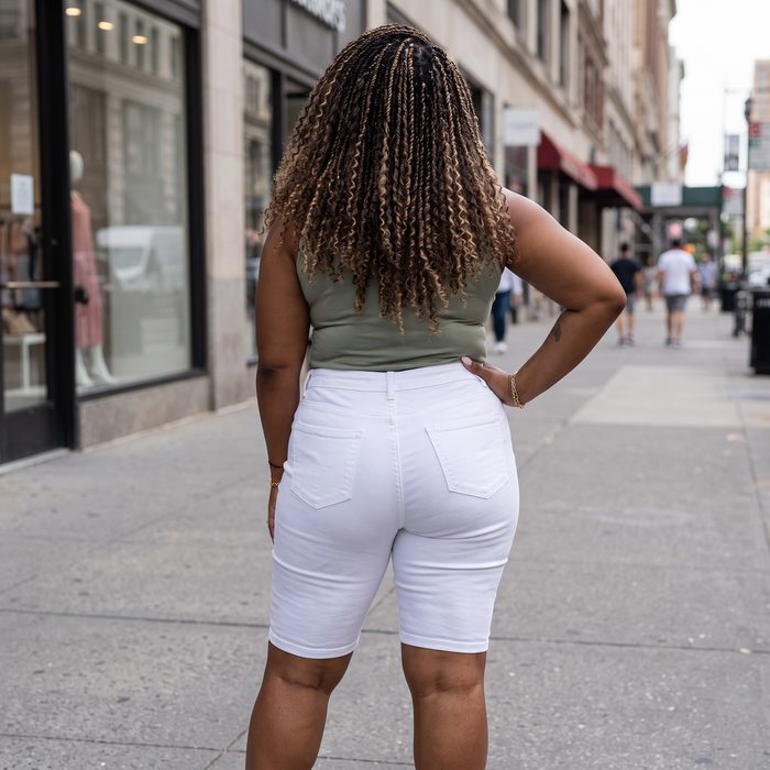 Women's Plus Size White Bermuda Shorts