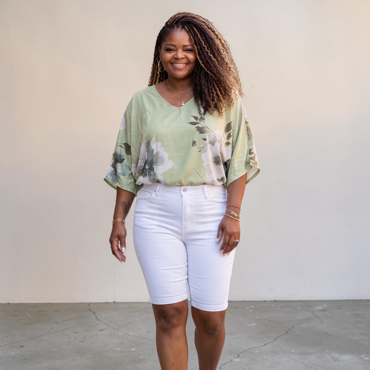 Women's Plus Size White Bermuda Shorts